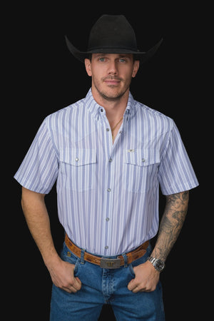Ferrell - The Jack Blue Short Sleeve Snap Shirt - Southern Soule Designs