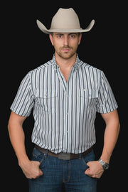 Ferrell - The Jack Short Sleeve Pearl Snap Shirt in Black - Southern Soule Designs