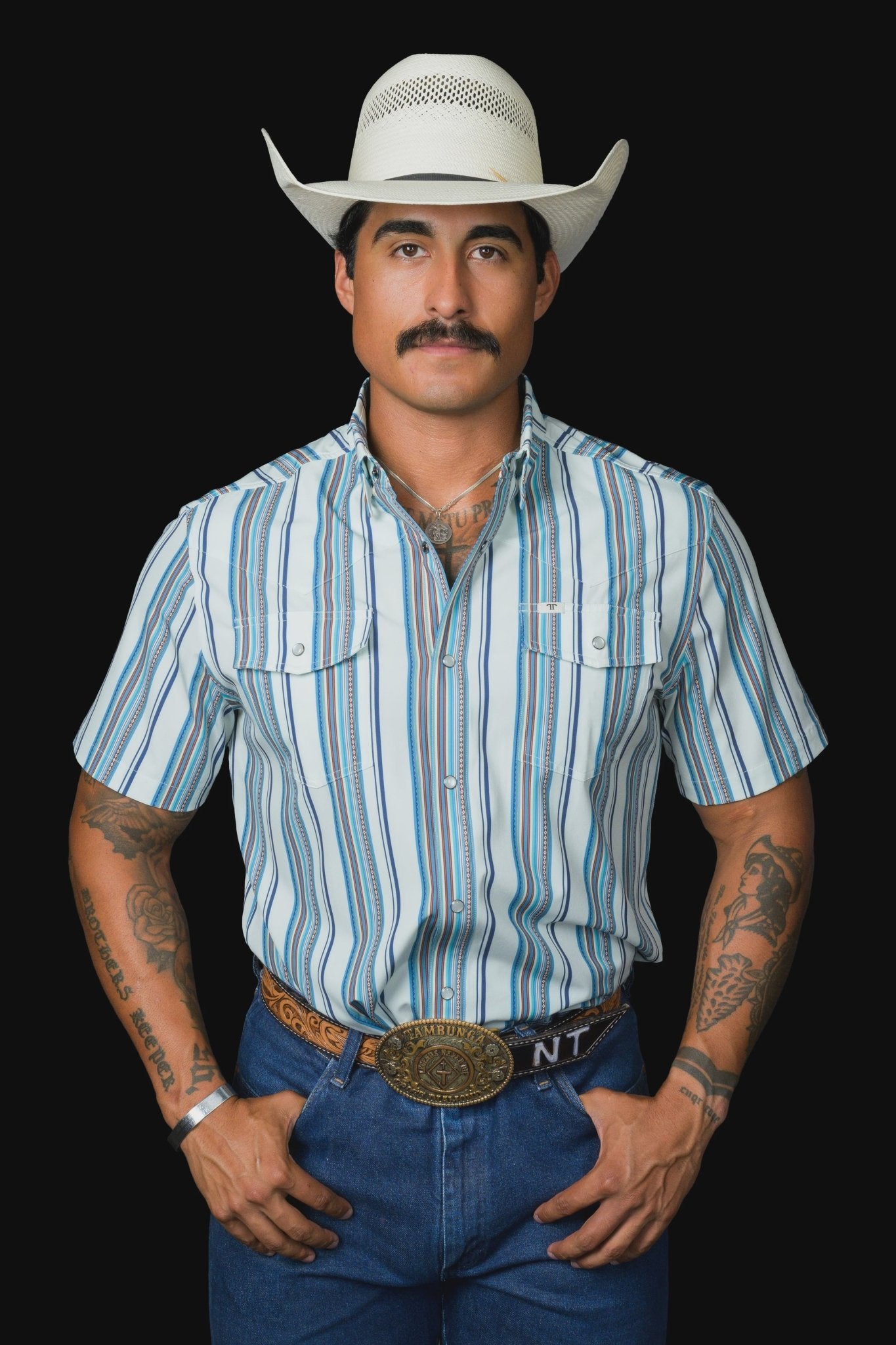 Ferrell - The James in Light Blue Short Sleeve Snap Shirt - Southern Soule Designs