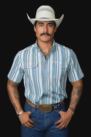 Ferrell - The James in Light Blue Short Sleeve Snap Shirt - Southern Soule Designs