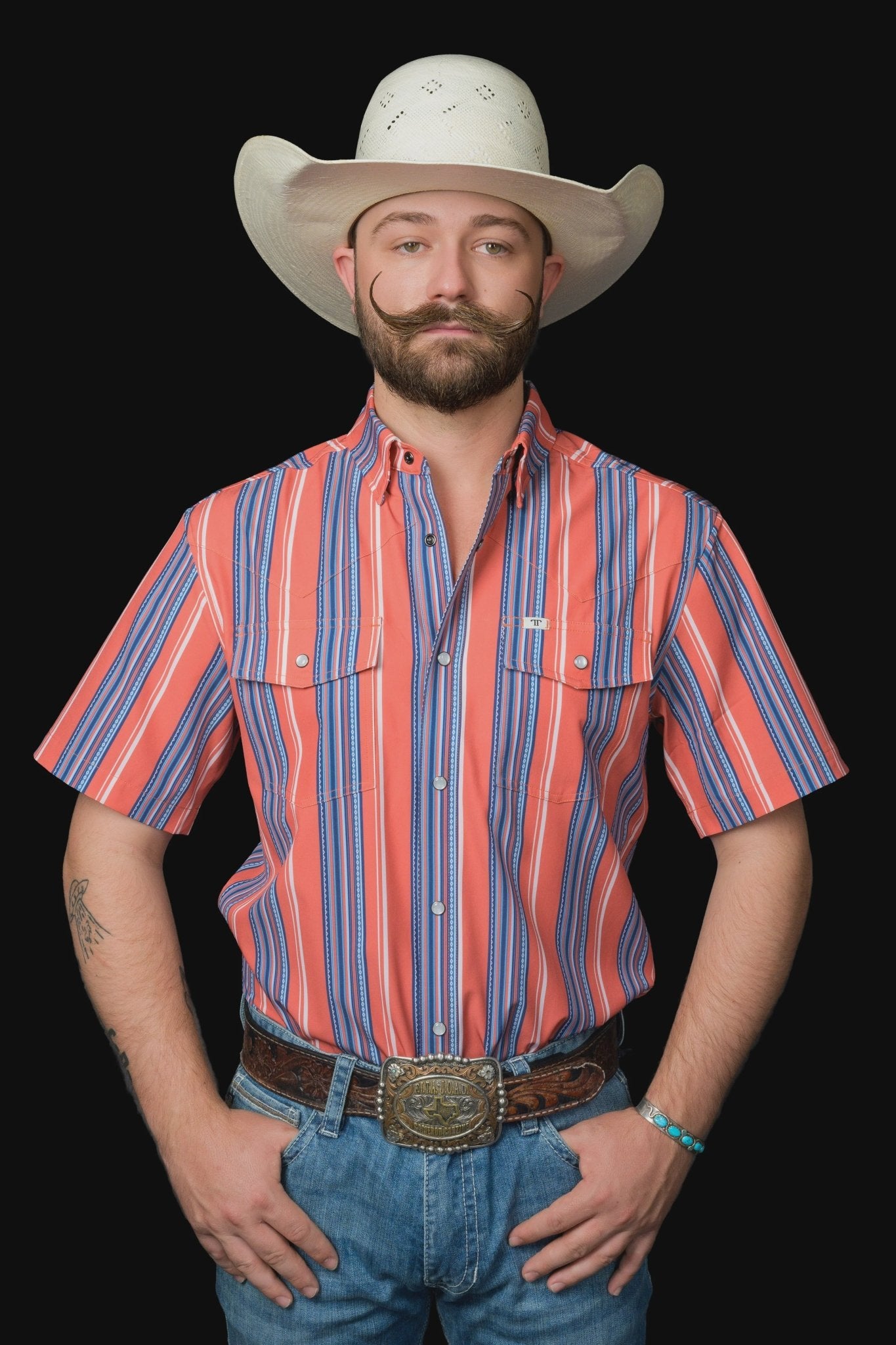 Ferrell - The James in Salmon Short Sleeve Snap Shirt - Southern Soule Designs