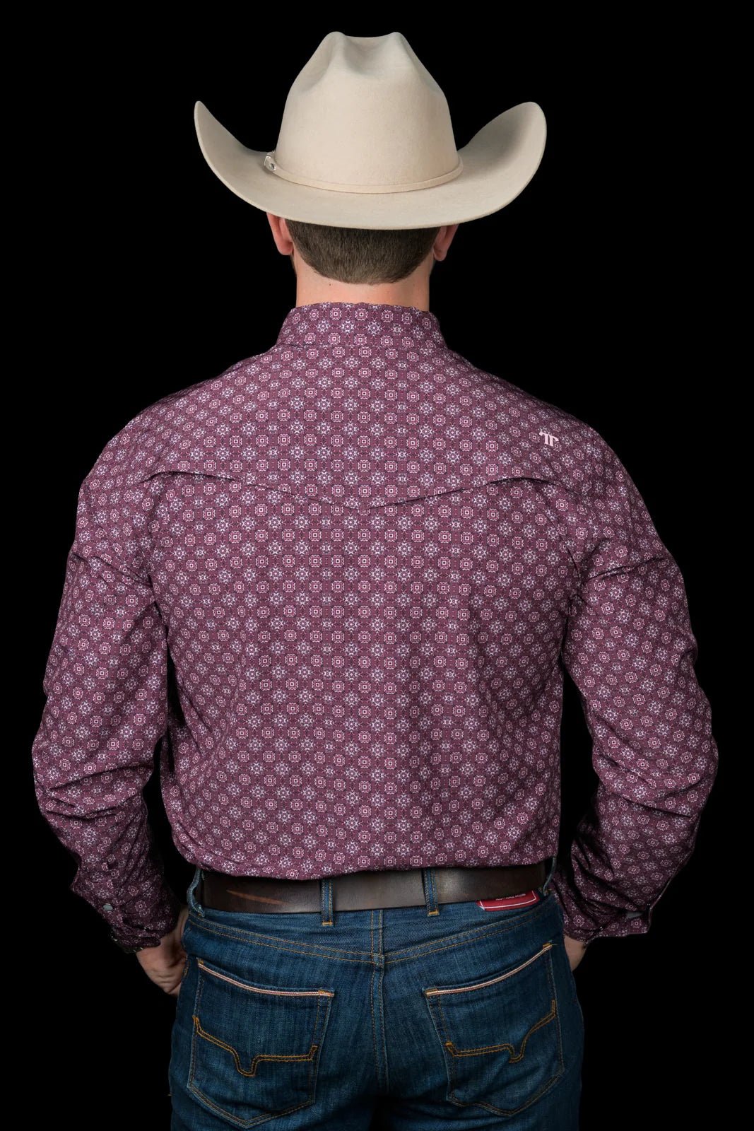Ferrell - The Sutton Long Sleeve Pearl Snap Shirt in Maroon - Southern Soule Designs