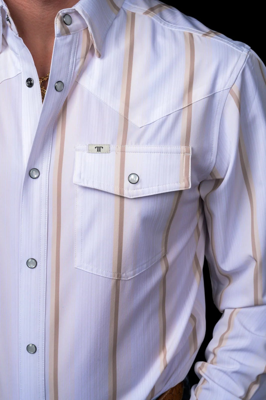 Ferrell - The Tristan Cream Long Sleeve Pearl Snap Shirt - Southern Soule Designs