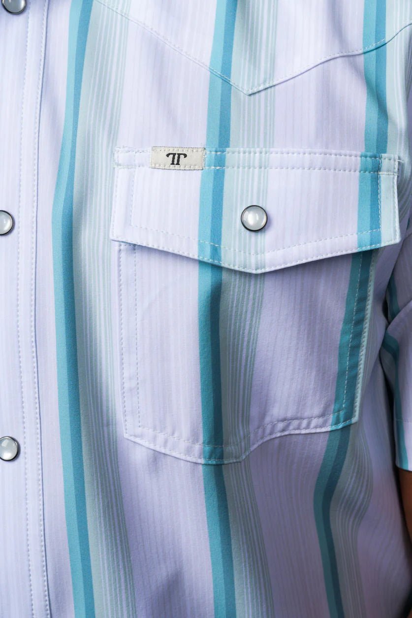 Ferrell - The Tristan Grey/Green Short Sleeve Snap Shirt - Southern Soule Designs