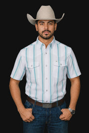 Ferrell - The Tristan Grey/Green Short Sleeve Snap Shirt - Southern Soule Designs