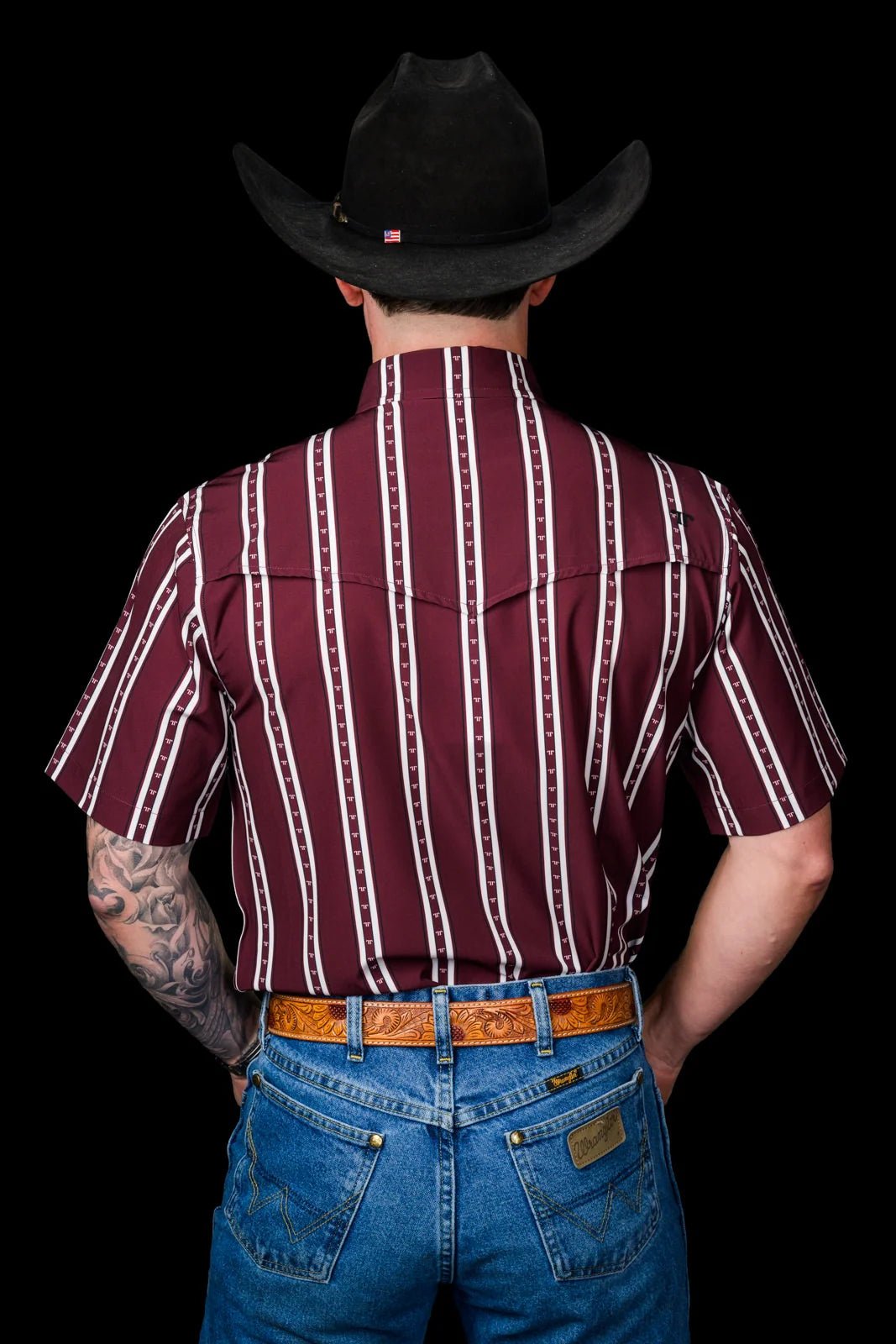 Ferrell - The Tucker Short Sleeve Pearl Snap Shirt in Maroon - Southern Soule Designs
