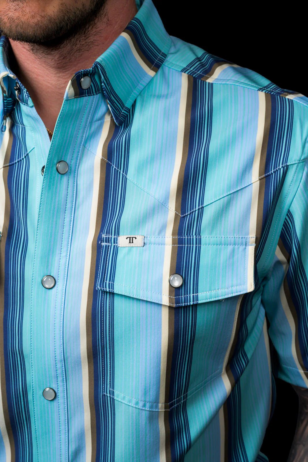 Ferrell - Tristan Blue Short Sleeve Snap Shirt - Southern Soule Designs