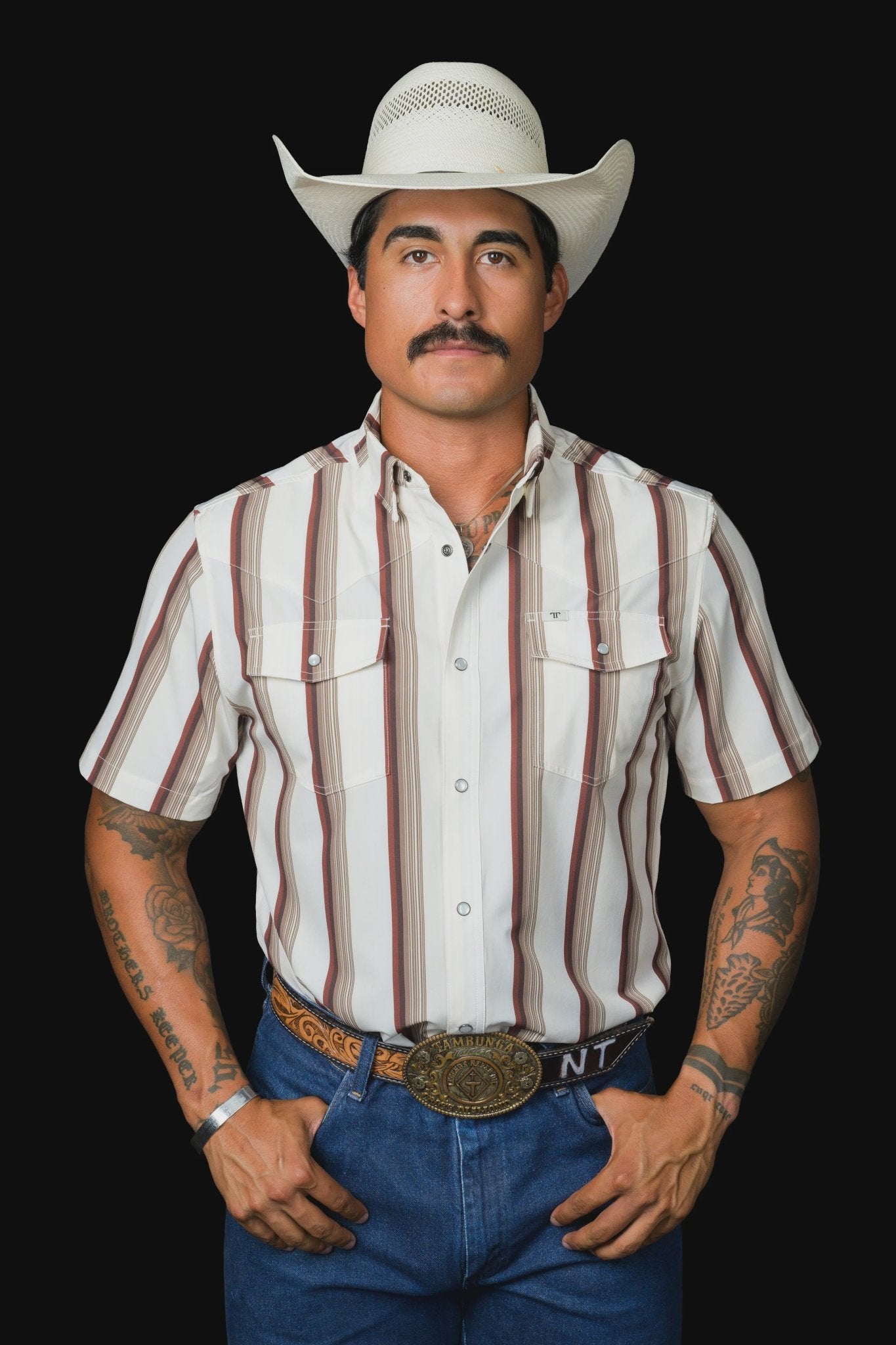 Ferrell - Tristan Brown Short Sleeve Snap Shirt - Southern Soule Designs