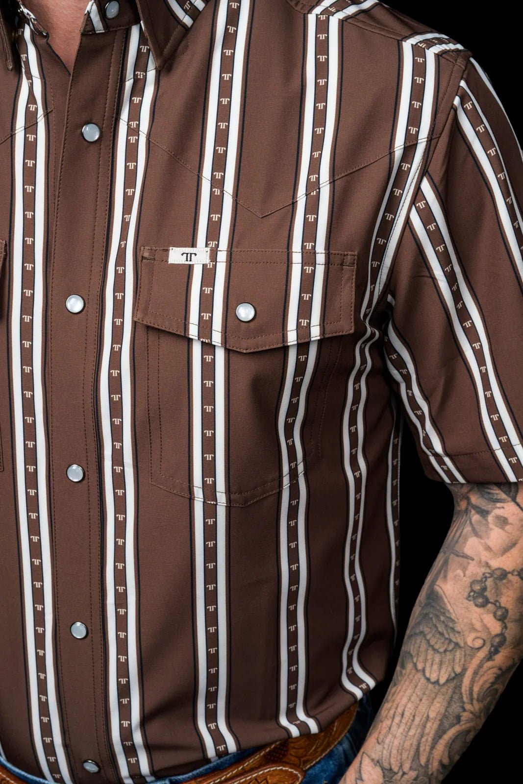Ferrell - Tucker Brown Short Sleeve Snap Shirt - Southern Soule Designs