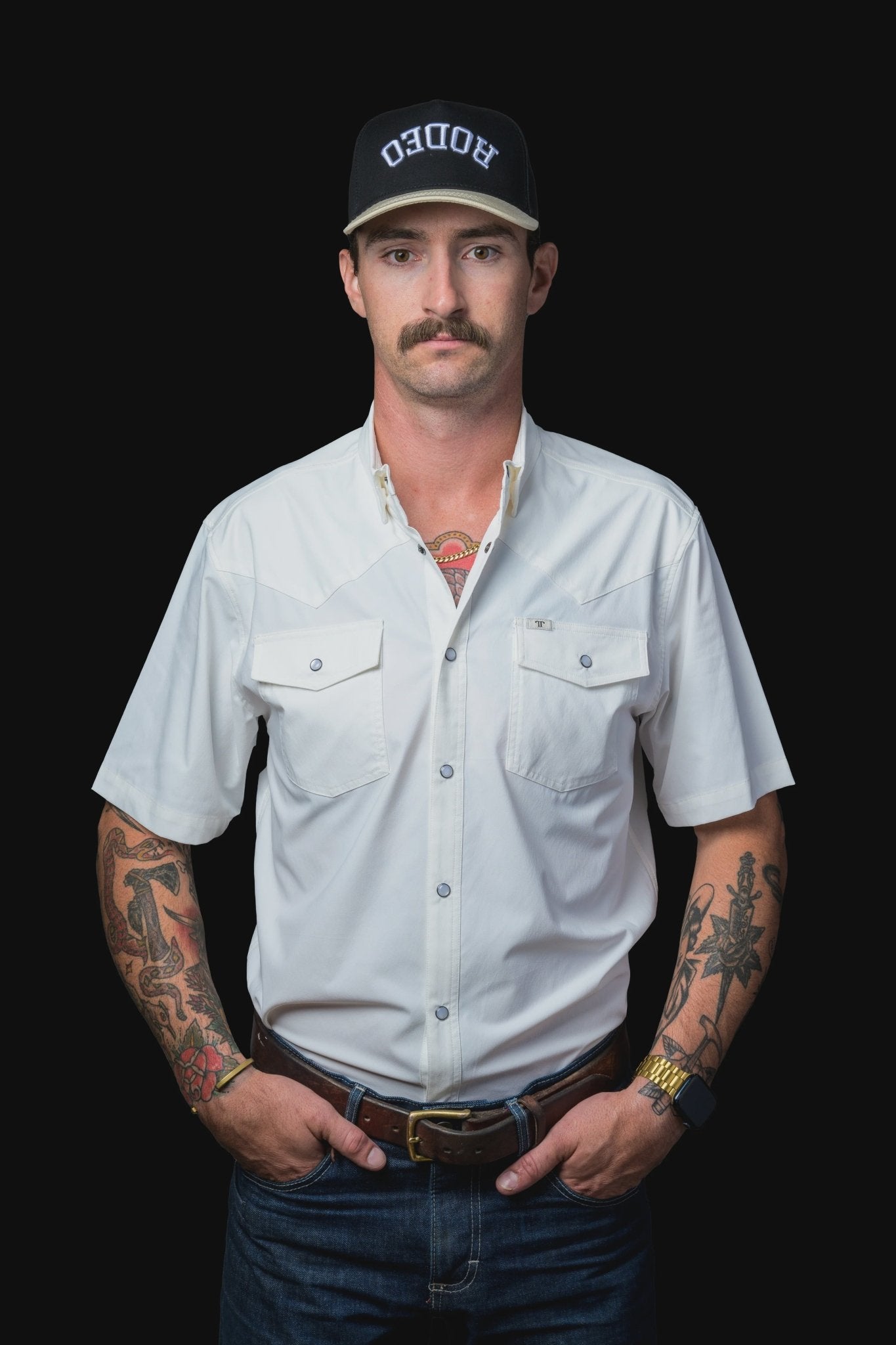 Ferrell - White Short Sleeve Snap Shirt - Southern Soule Designs
