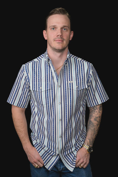 Ferrell - Wyatt Blue Short Sleeve Snap Shirt - Southern Soule Designs