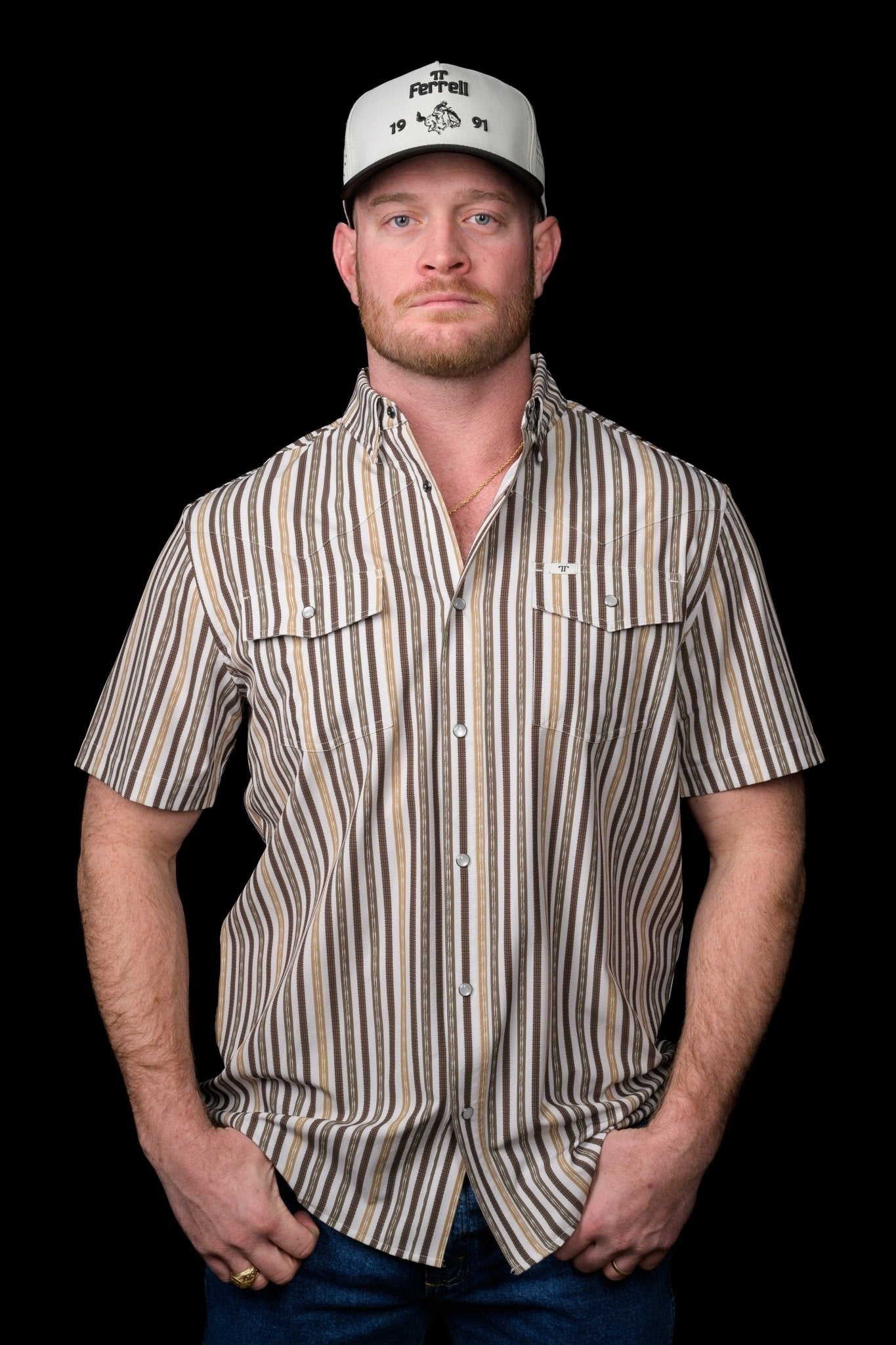 Ferrell - Wyatt Green Short Sleeve Snap Shirt - Southern Soule Designs