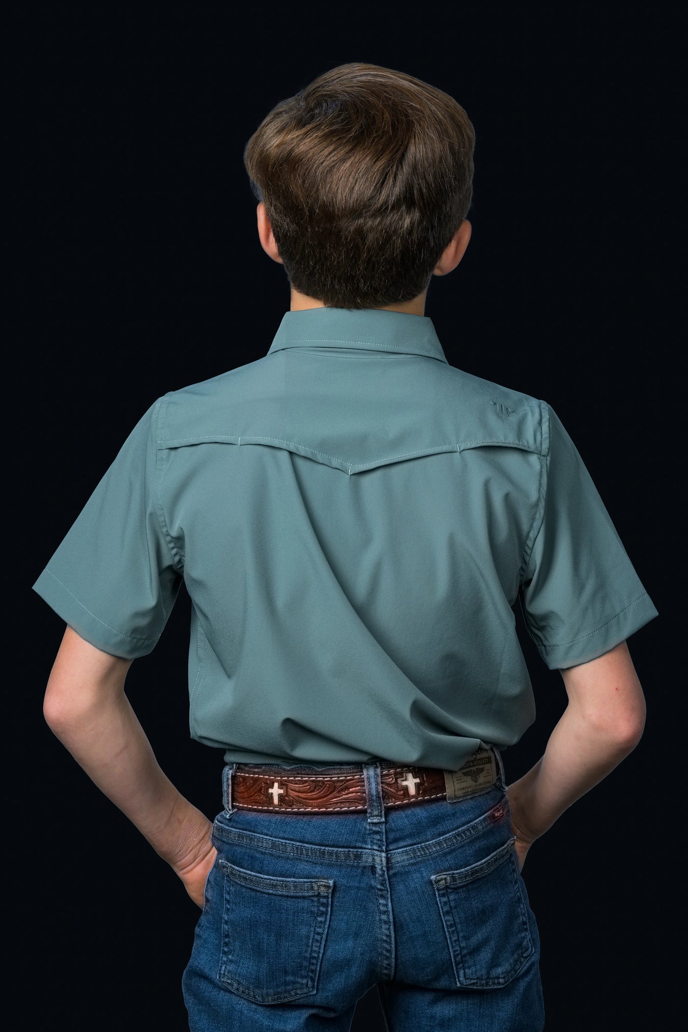 Ferrell - Kid's Aqua Short Sleeve Snap Shirt