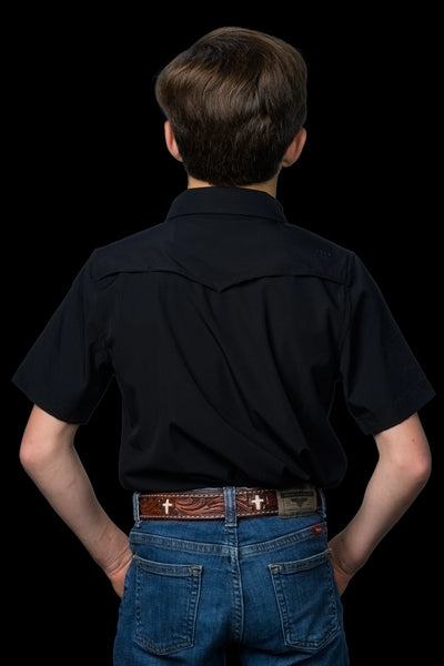 Ferrell - Kid's Black Short Sleeve Snap Shirt