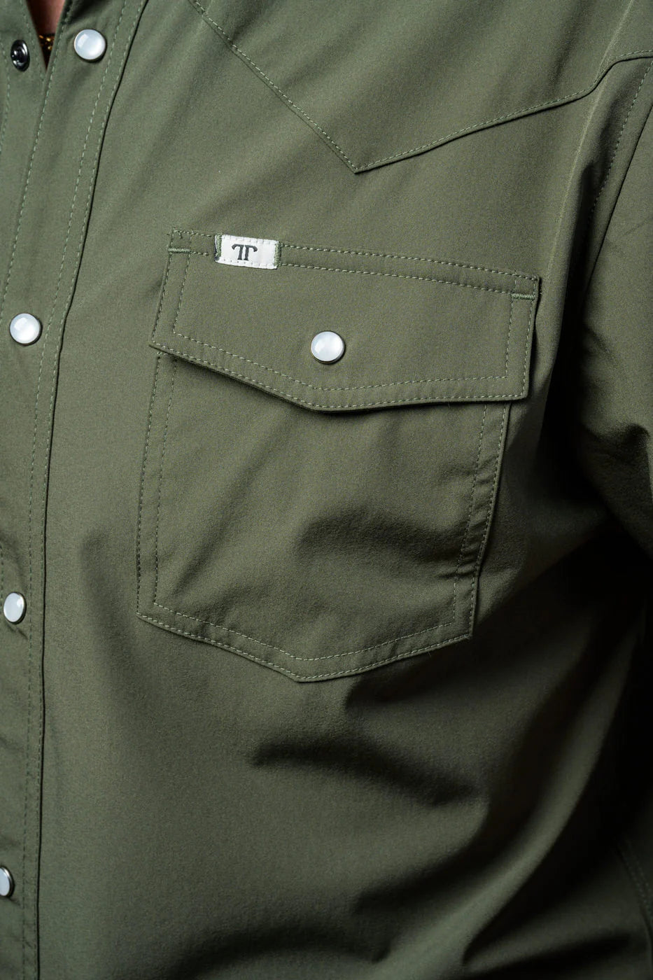 Ferrell - Olive Green Short Sleeve Snap Shirt