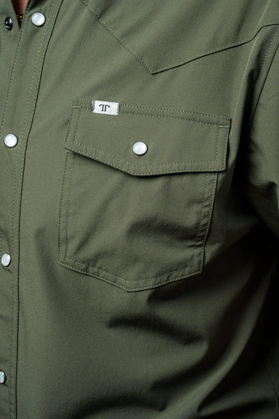 Ferrell - Olive Green Short Sleeve Snap Shirt