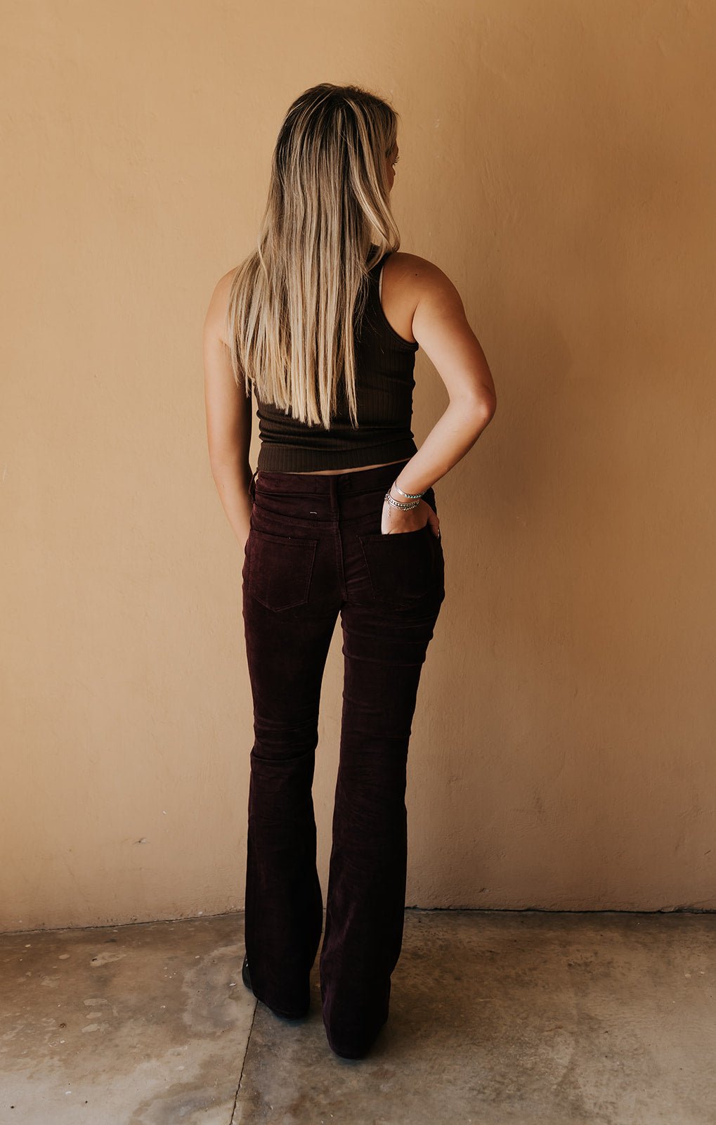 Fig Rosa Flare Pant Velvet DPM52E307FIG - Southern Soule Designs