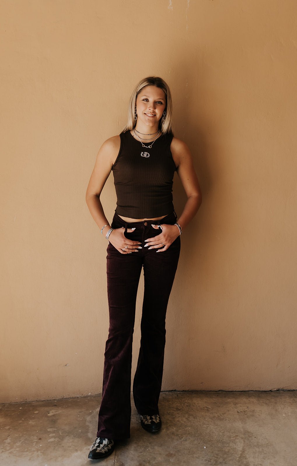 Fig Rosa Flare Pant Velvet DPM52E307FIG - Southern Soule Designs