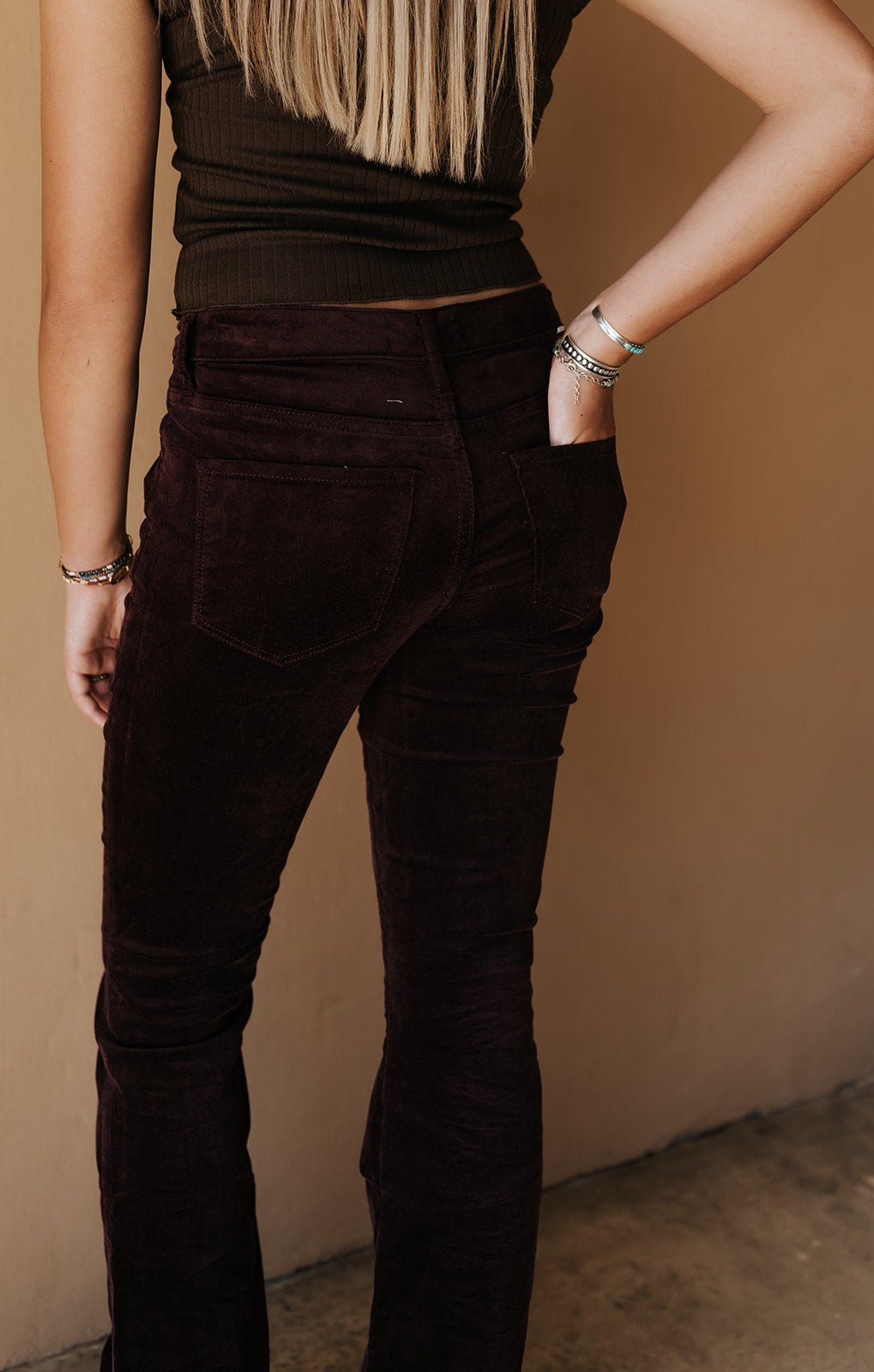Fig Rosa Flare Pant Velvet DPM52E307FIG - Southern Soule Designs