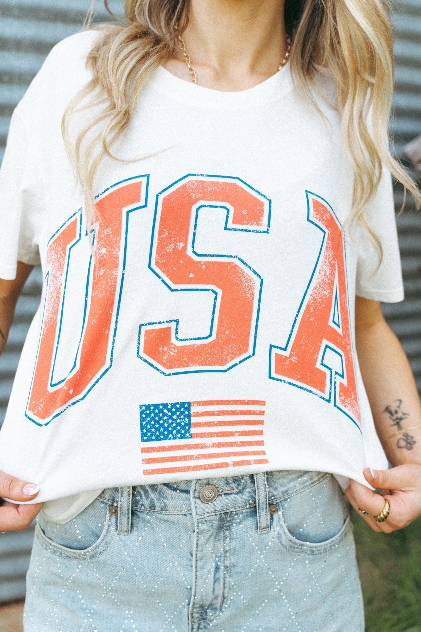 Flag Boyfriend Tee Sea Salt GT252825S - Southern Soule Designs