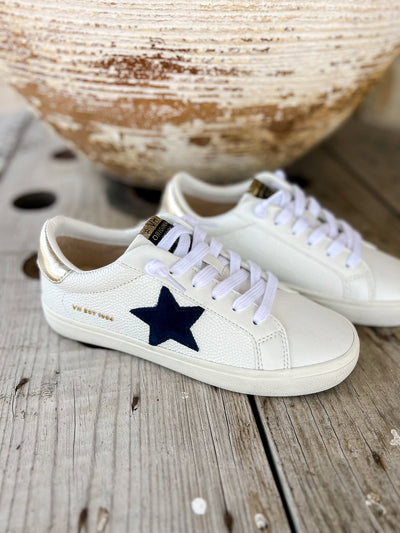 Flair 58 White/Navy Metallic Sneaker - Southern Soule Designs