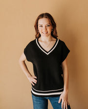 Fletcher Sweater Vest Black ZW253320 - Southern Soule Designs