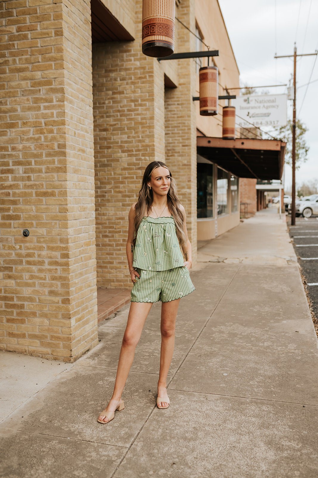 Floral Embroidery Striped Tank & Shorts MPST4474 - Southern Soule Designs