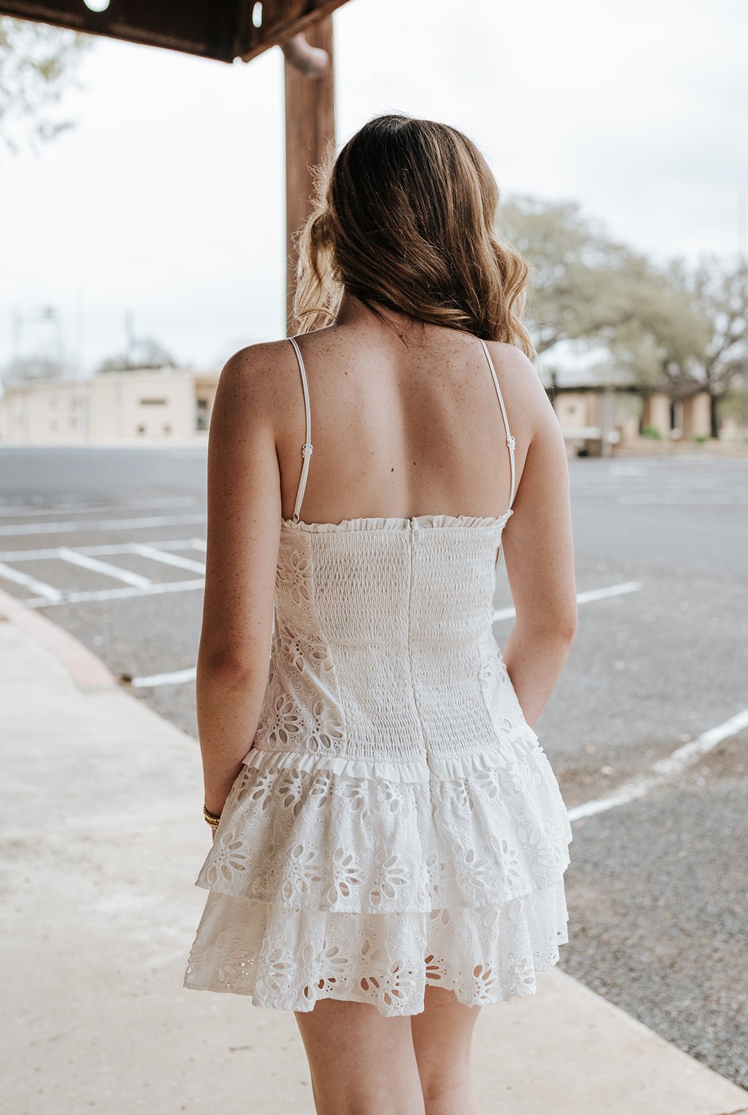 Floral Eyelet Tiered Mini Dress IDA1012 - Southern Soule Designs