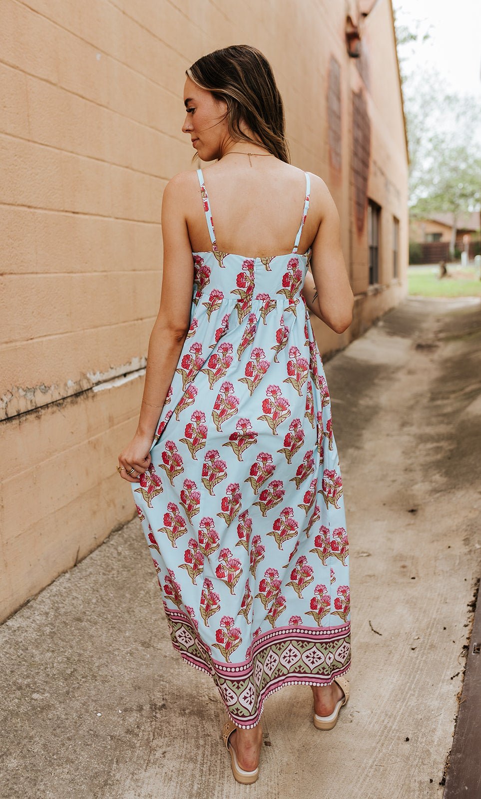 Floral Gathered Waist Maxi Dress CD06721 - Southern Soule Designs