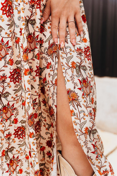 Floral Print Midi Dress Natural BWD0R05923 - Southern Soule Designs