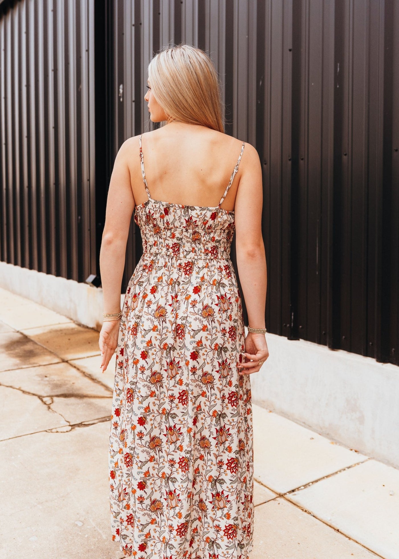 Floral Print Midi Dress Natural BWD0R05923 - Southern Soule Designs