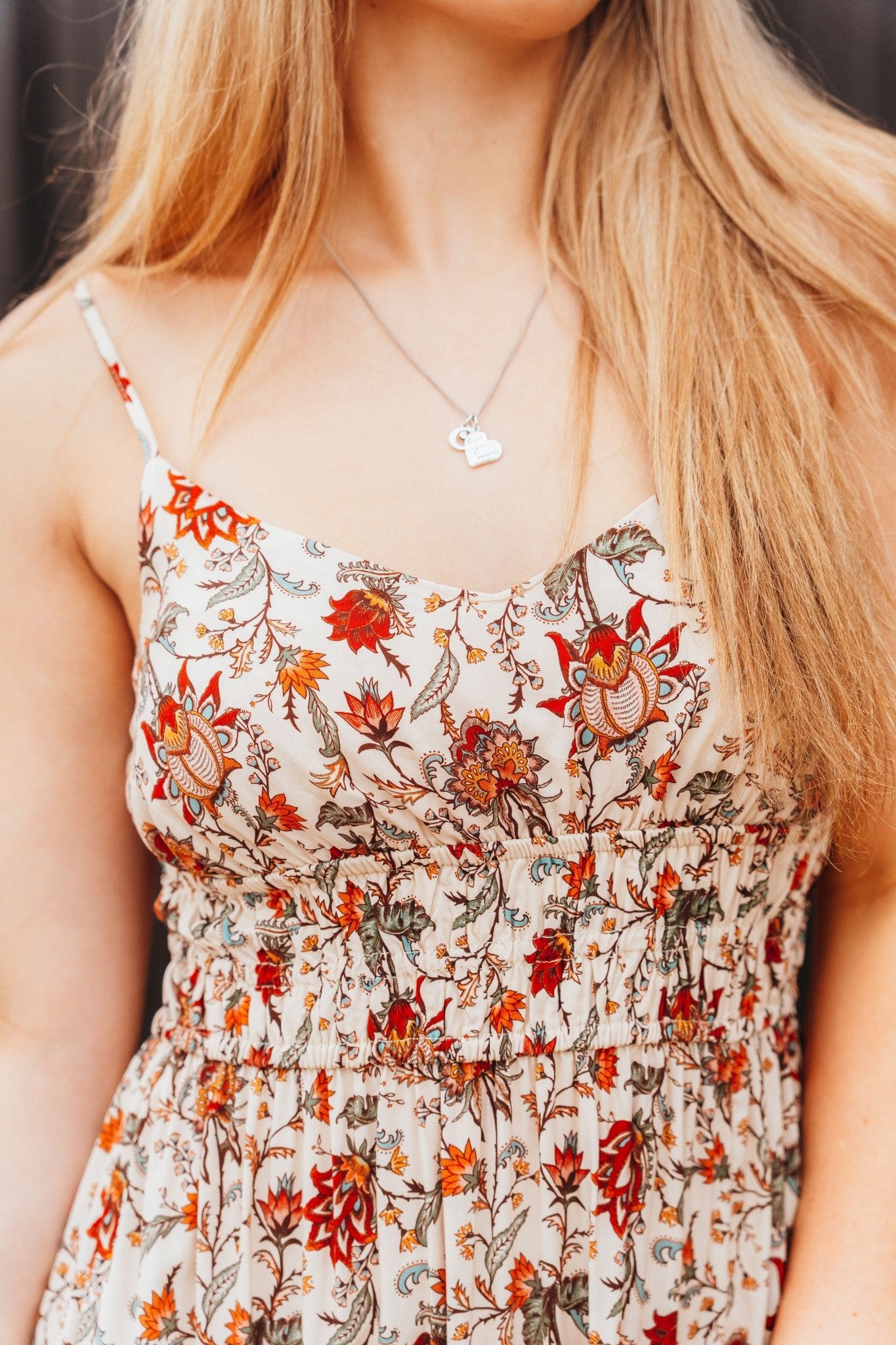 Floral Print Midi Dress Natural BWD0R05923 - Southern Soule Designs