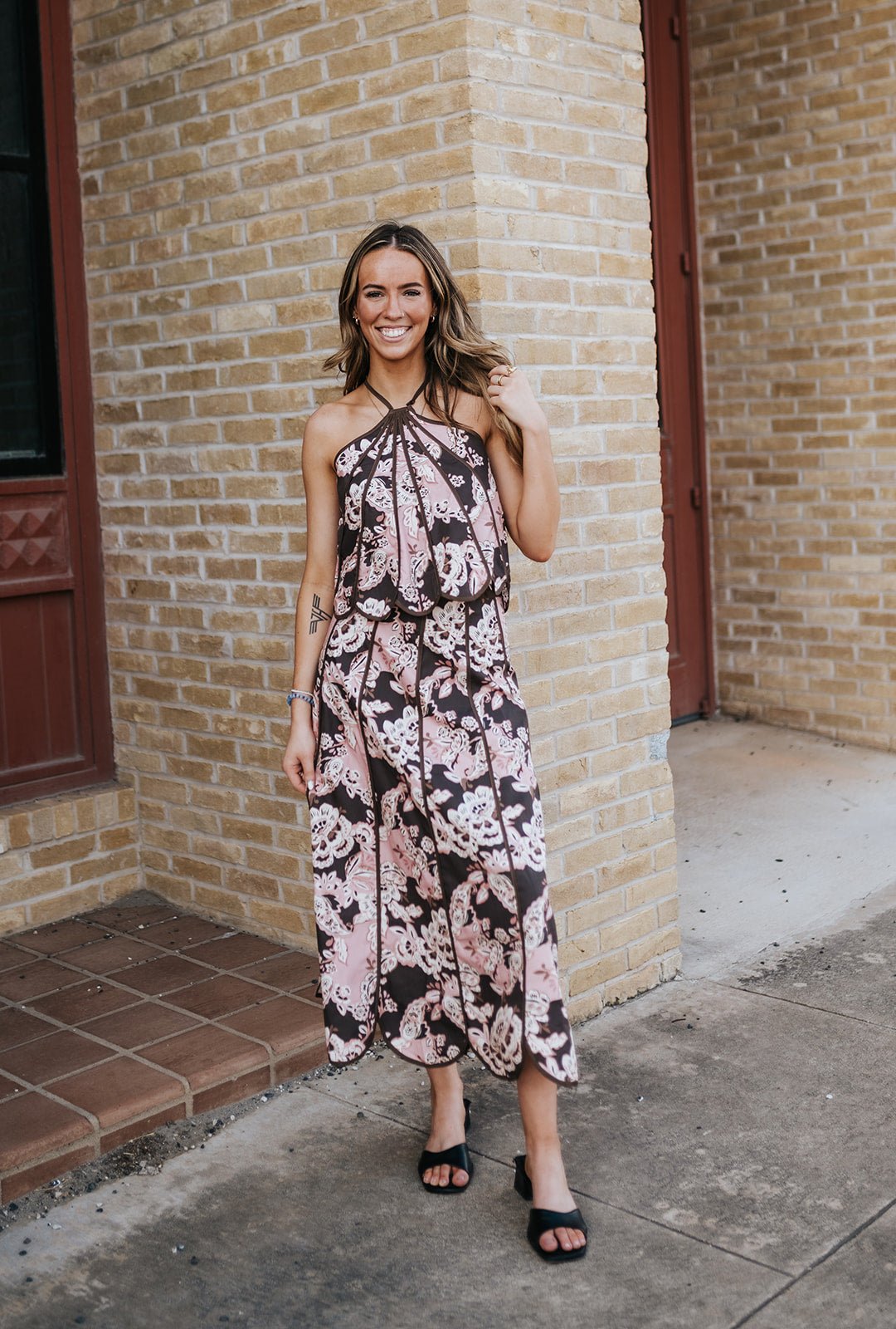 Floral Print Paneled Halter Crop Top CT10093 - Southern Soule Designs