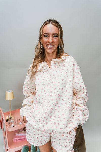 Floral Printed Fleece Shorts - Southern Soule Designs