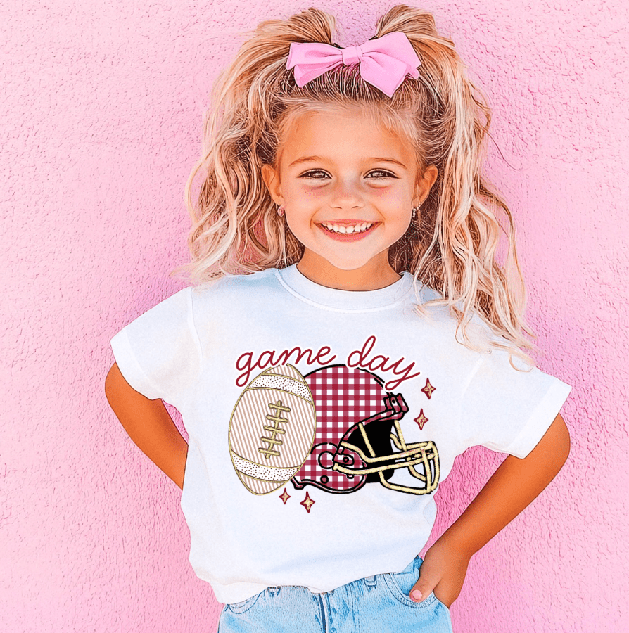 Football Game Day In Maroon Kids T Shirt - Southern Soule Designs