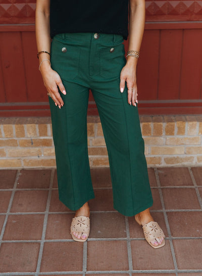 Forest High Waist Wide Leg Pants w/Buttons P24196 - Southern Soule Designs