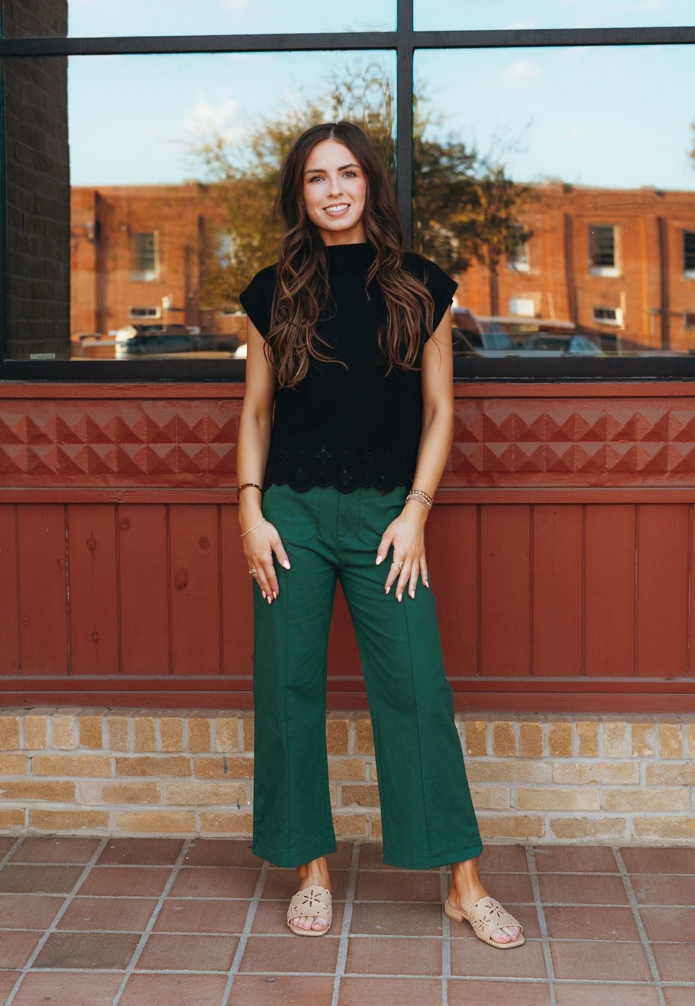 Forest High Waist Wide Leg Pants w/Buttons P24196 - Southern Soule Designs