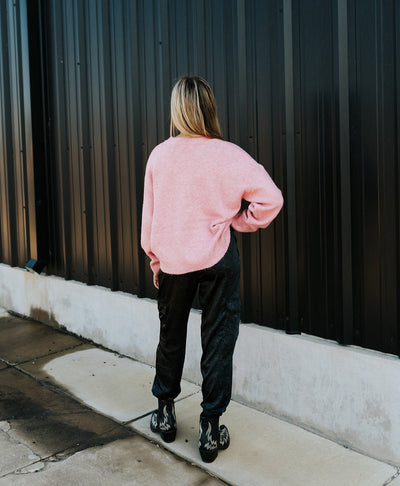 French Pink Embroidered Cowboy Knit Sweater BRW0280 - 42 - Southern Soule Designs