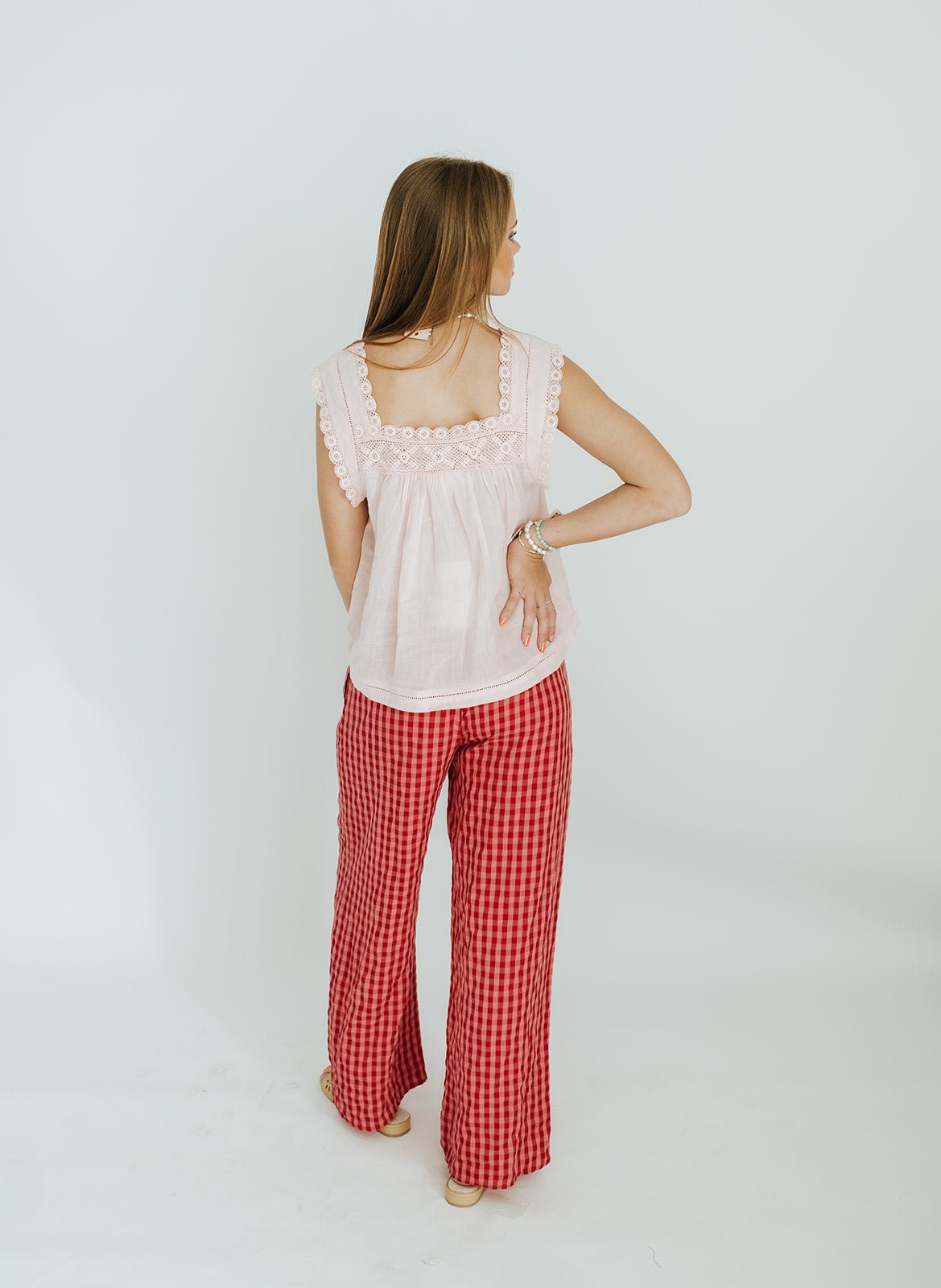 Fuchsia Gingham Drawstring Pants BP6639-K - Southern Soule Designs