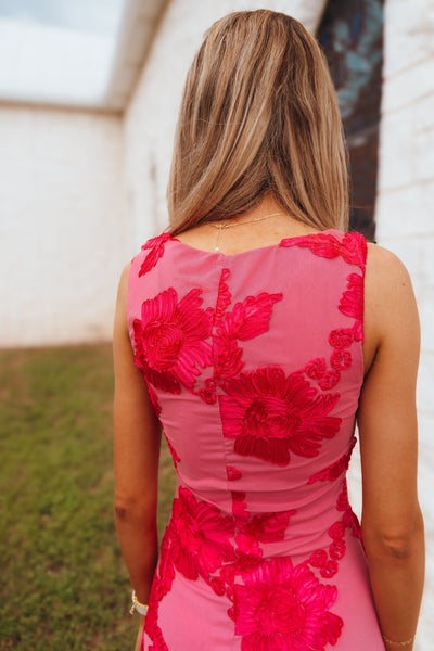 Fuchsia Natasha Floral Midi Dress S2038D - Southern Soule Designs