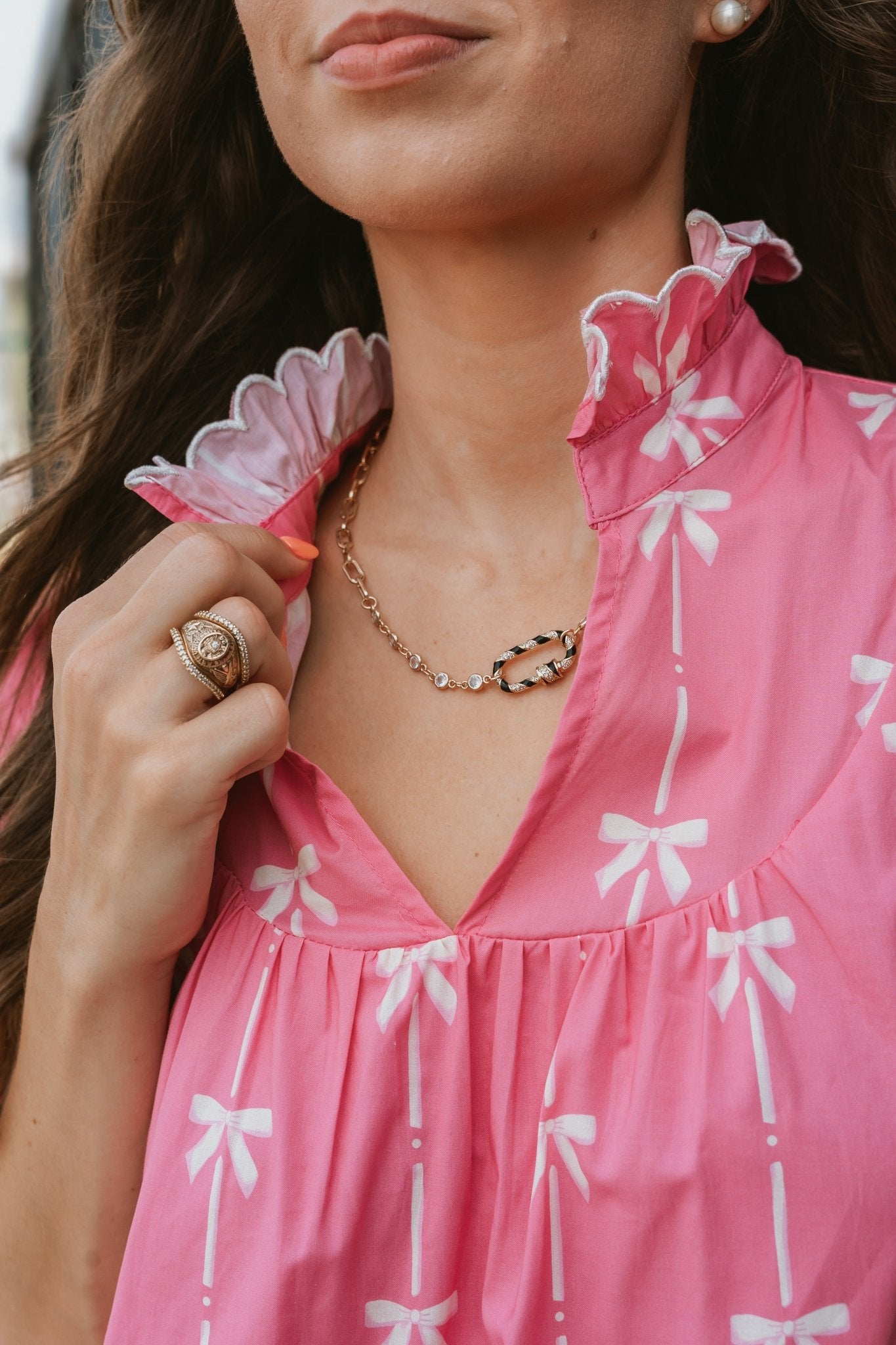 Fuchsia Ribbon Print Short Sleeve Dress ID1933 - 01 - Southern Soule Designs