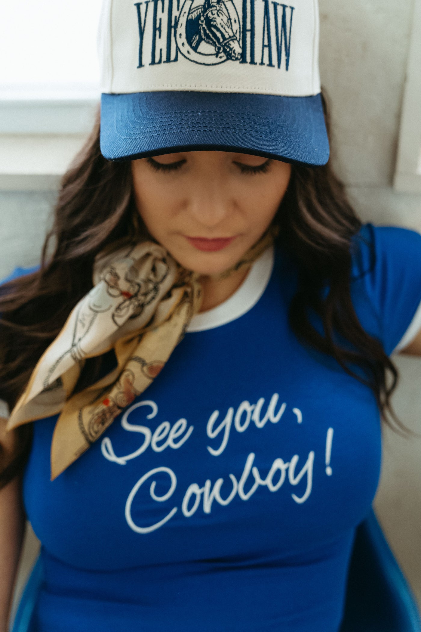 Royal Blue See You Cowboy Mini Tee BRT2636-1