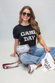 G6487 Black/Cream Game Day Top - Southern Soule Designs