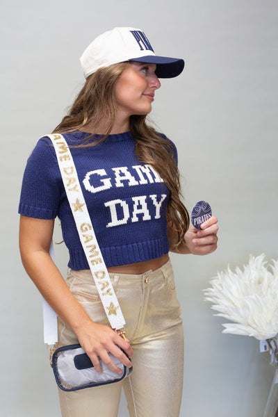 G6487 Navy/Cream Game Day Top - Southern Soule Designs