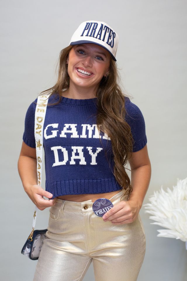 G6487 Navy/Cream Game Day Top - Southern Soule Designs