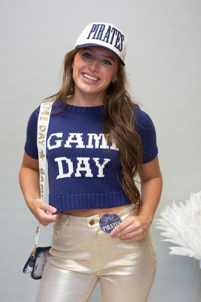 G6487 Navy/Cream Game Day Top - Southern Soule Designs