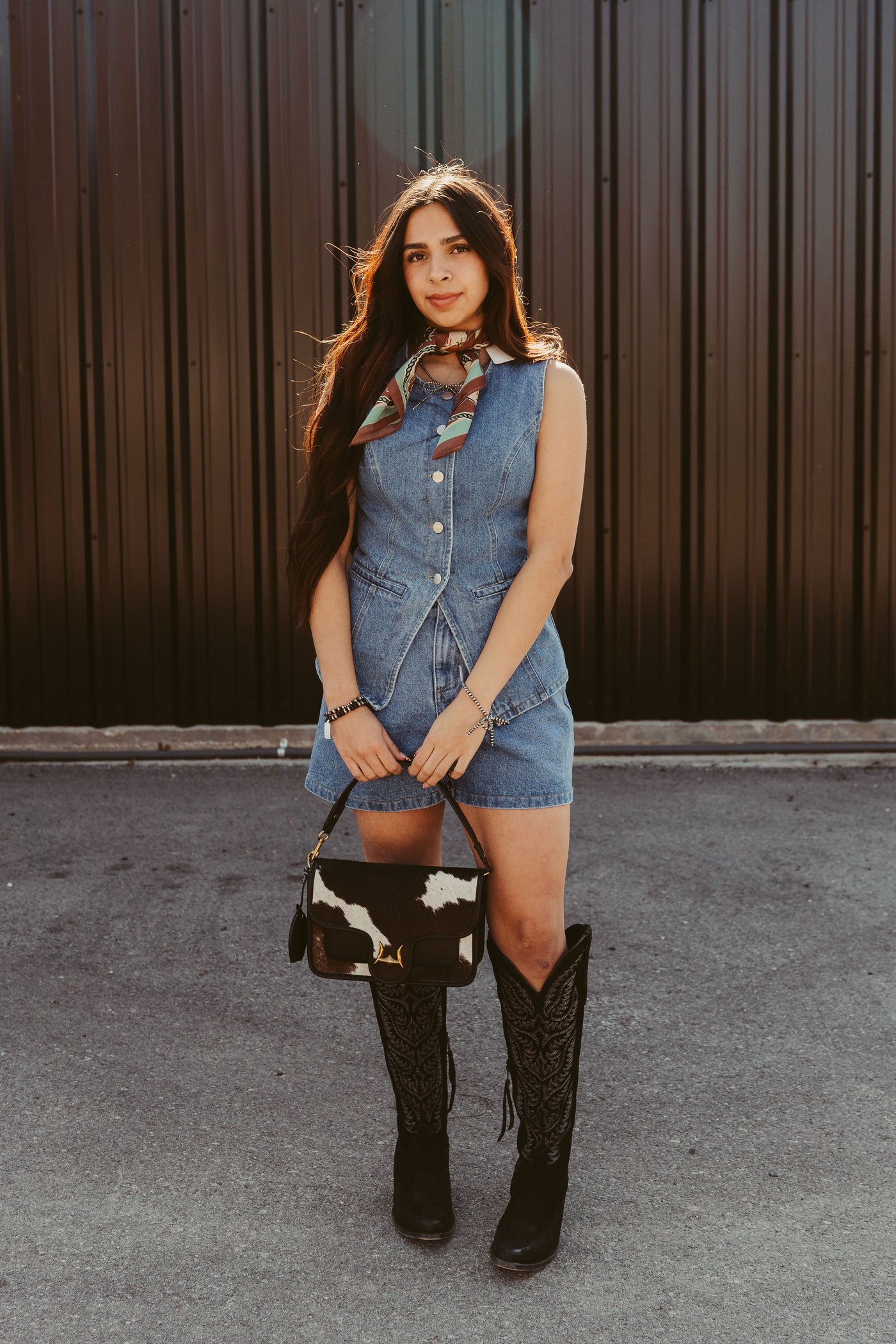 Denim Button Front Sleeveless Top ST2571