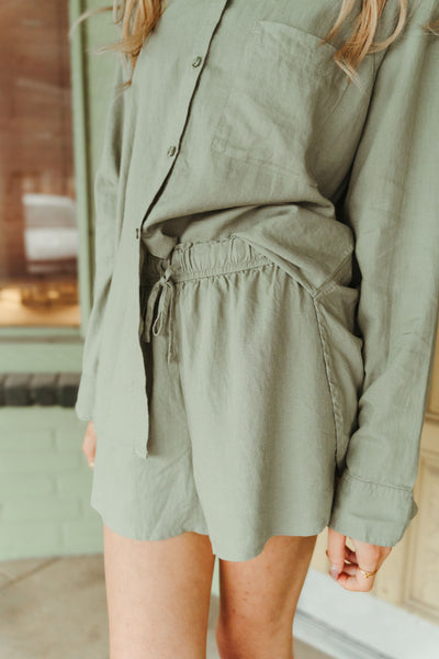 The Perfect Linen Shorts Avocado ZS252686