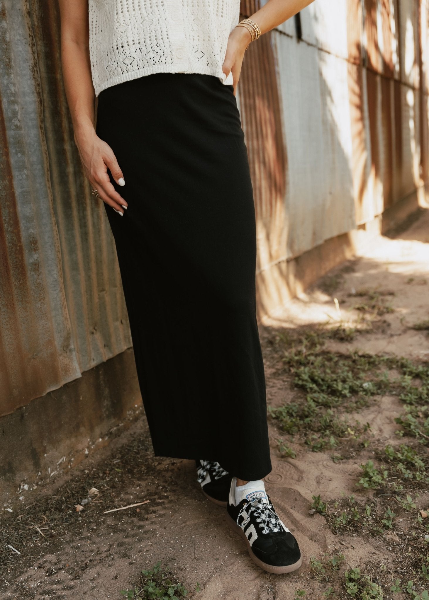 Gail Midi Skirt True Black ZK253837 - Southern Soule Designs