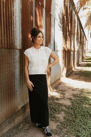Gail Midi Skirt True Black ZK253837 - Southern Soule Designs